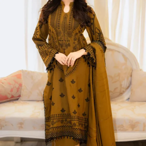 MB-100 Unstitched Fully Embroidered Lawn Suit With Embroidered Lawn Dupatta