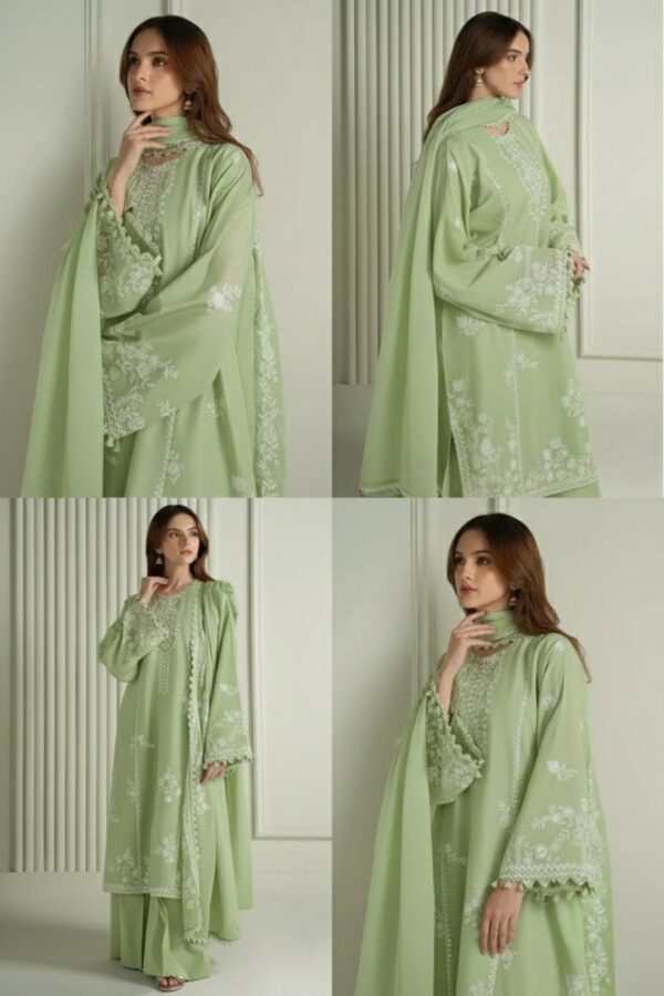 D#9 Unstitched Embroidered Lawn Suit With Chiffon Printed Dupatta