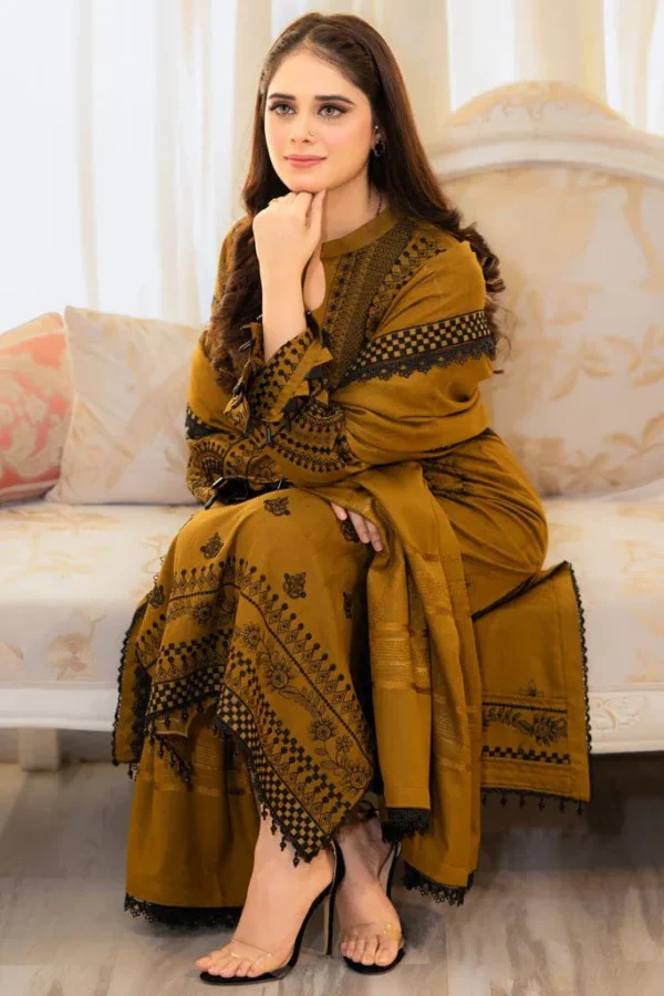 MB-100 Unstitched Fully Embroidered Lawn Suit With Embroidered Lawn Dupatta