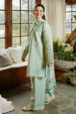 ZS-49 Lawn Embroidered 3pc Suit With Printed Cottan silk Dupatta