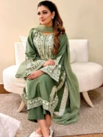 BT-2750 Lawn Embroidered 3pc Suit With Chiffon Embroidered Dupatta