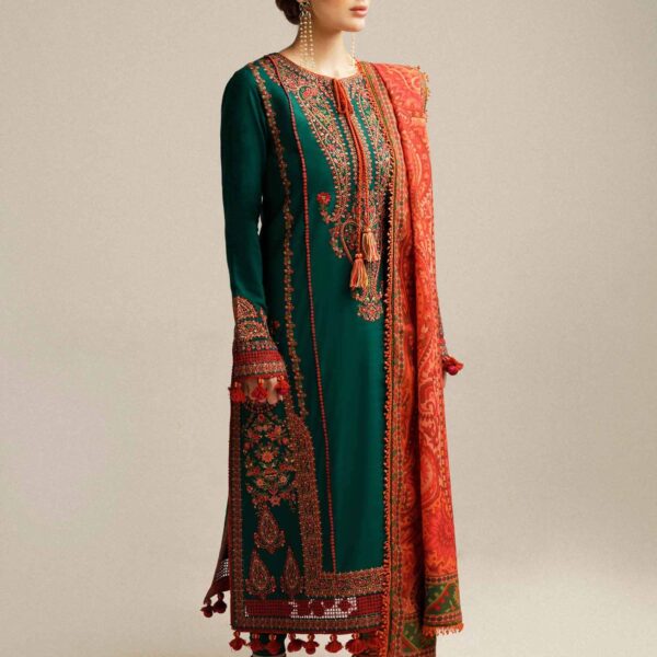 SP-525 Lawn Unstitched Fully Embroidered Shirt With Printed Lawn Dupatta