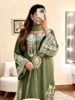 BT-2750 Lawn Embroidered 3pc Suit With Chiffon Embroidered Dupatta