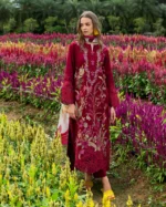 3 Piece -Lawn Unstitched Embroidered Shirt With Printed Chiffon Dupatta 