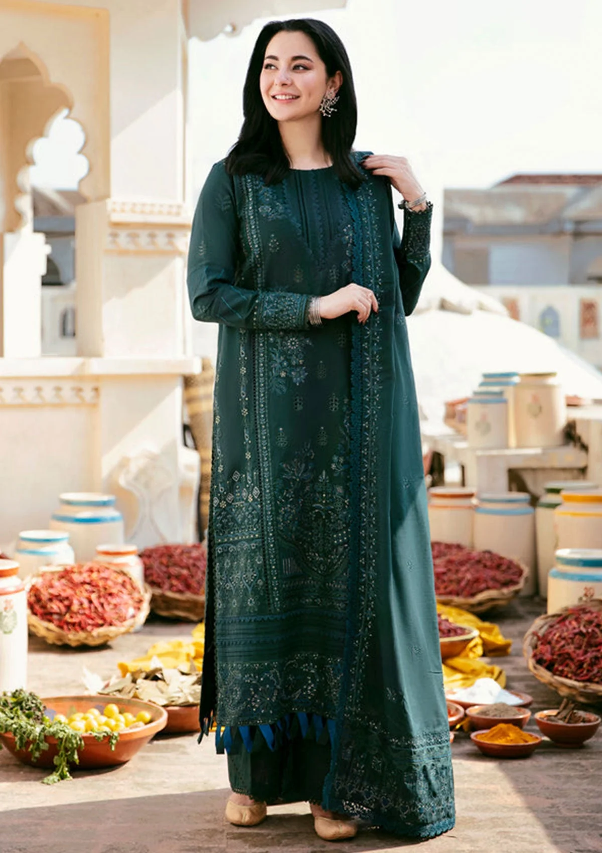 MB935 Unstitched Fully Embroidered Lawn Suit Embroidered Lawn Shawl