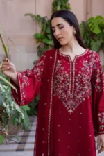BT-2700 Lawn Embroidered 3pc Suit With Chiffon Embroidered Dupatta