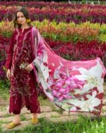 MR-2750 3 Piece -Lawn Unstitched Embroidered Shirt With Printed Chiffon Dupatta