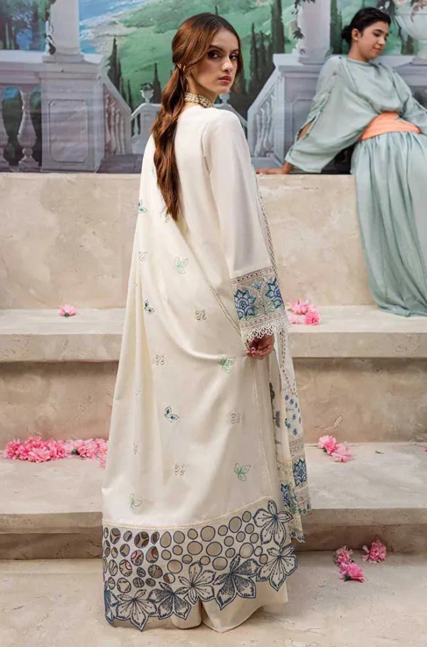 MR-2730 3 Piece -Unstitched Luxury Embroidered Lawn Fabric Embroidered Lawn Dupatta