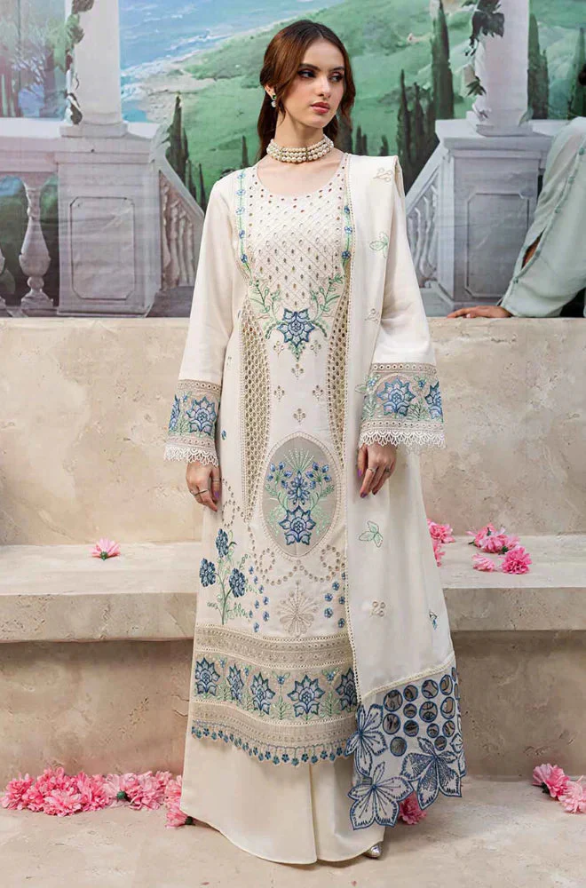 MR-2730 3 Piece -Unstitched Luxury Embroidered Lawn Fabric Embroidered Lawn Dupatta