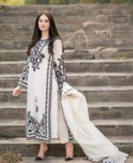Lawn Embroidered 3pc Suit With Bamber Chiffon Embroidered Dupatta