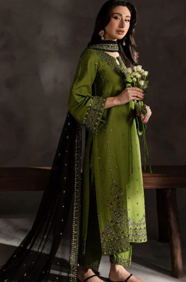 AA-22 Lawn Embroidered 3pc Suit With Bamber Chiffon Embroidered Dupatta