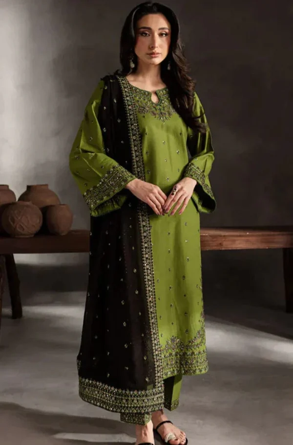 AA-22 Lawn Embroidered 3pc Suit With Bamber Chiffon Embroidered Dupatta
