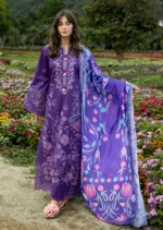 Lawn Unstitched Embroidered Shirt With Printed Monar Dupatta 