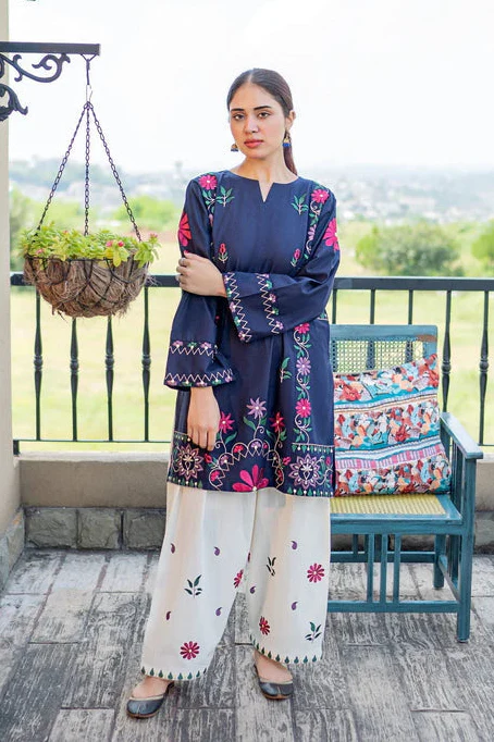 Lawn 2-Pic-Unstitched Embroidered Shirt With Embroidered Trouser