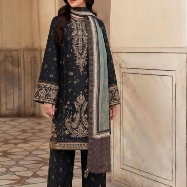 AA-30 Unstitched Embroidered Lawn Suit 3pc With Monar Digital Printed Dupatta