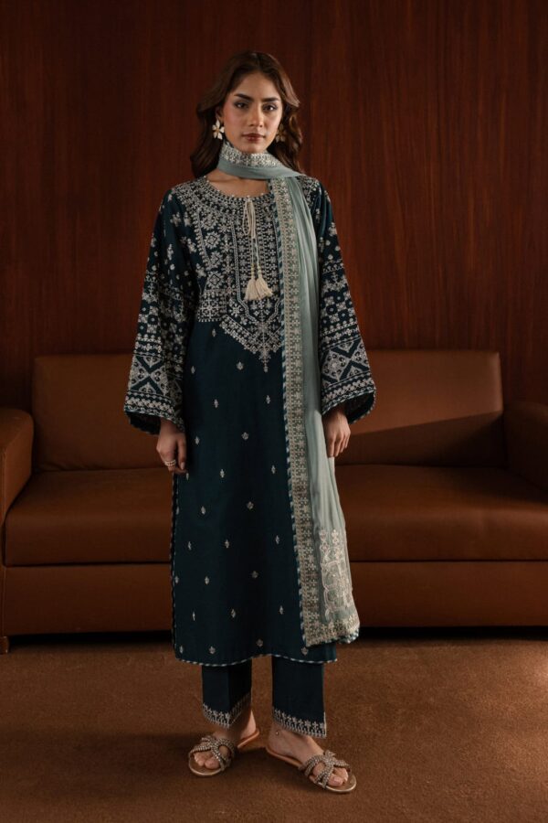 AA-50 3PC Unstitched Embroidered Lawn Suit With Embroidered Chiffon Dupatta