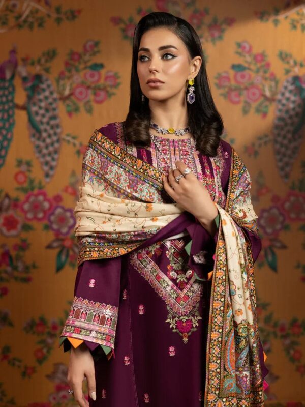AA-40 Unstitched Embroidered Lawn Suit 3pc With Digital Printed Dupatta