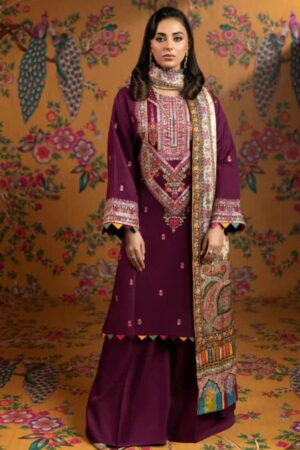 AA-40 Unstitched Embroidered Lawn Suit 3pc With Digital Printed Dupatta