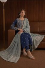 AA-51 3PC Unstitched Embroidered Lawn Suit With Embroidered Chiffon Dupatta