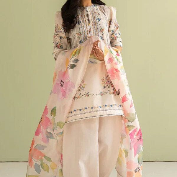 BQ-423 Unstitched Digital Printed Lawn Suit 3pc With Digital Printed Silk Dupatta