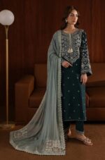 AA-50 3PC Unstitched Embroidered Lawn Suit With Embroidered Chiffon Dupatta