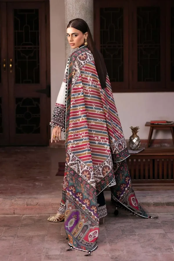 3 Piece Unstitched Heavy Embroidered Lawn Suit ( Fine Printed Poly Lawn Dupatta )