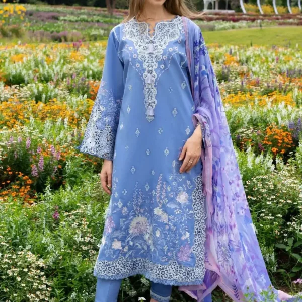 MS-2780 Lawn Unstitched Embroidered 3pc Suit With Monar Digital Printed Dupatta