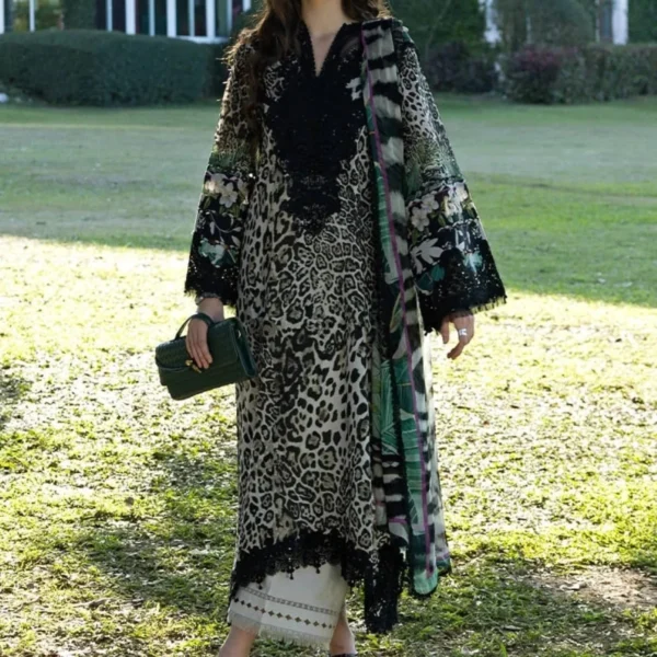 3 Piece - Unstitched Printed Lawn Shirt With Printed Lawn Dupatta