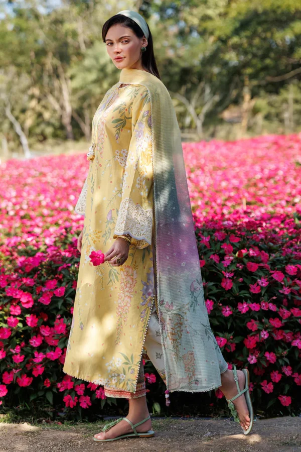 3 Piece - Unstitched Printed Lawn Shirt With Printed Lawn Dupatta