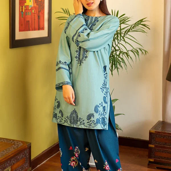 AK-930 Unstitched Fully Embroided Dhanak 2 Piece Suit