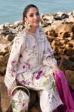 CS-202 Unstitched Printed Lawn Shirt With Net Embroidered Dupatta