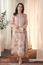 QL-2765 Unstitched Embroidered Lawn shirt With Printed Chiffon Dupatta 