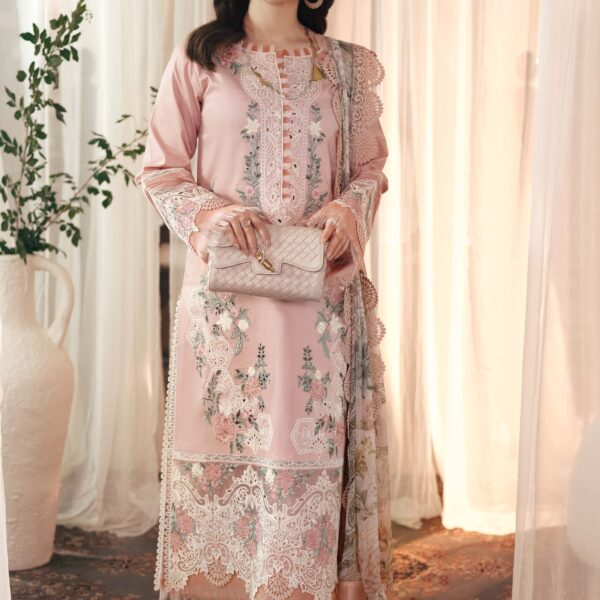 QL-2765 Unstitched Embroidered Lawn shirt With Printed Chiffon Dupatta 