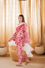 3 Piece -Unstitched Digital Printed Lawn Fabric With Embroided Bamber Chiffon Dupatta