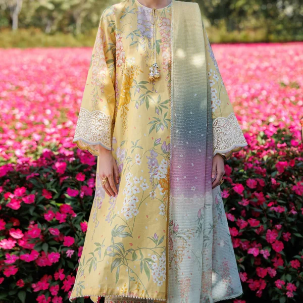 3 Piece - Unstitched Printed Lawn Shirt With Printed Lawn Dupatta