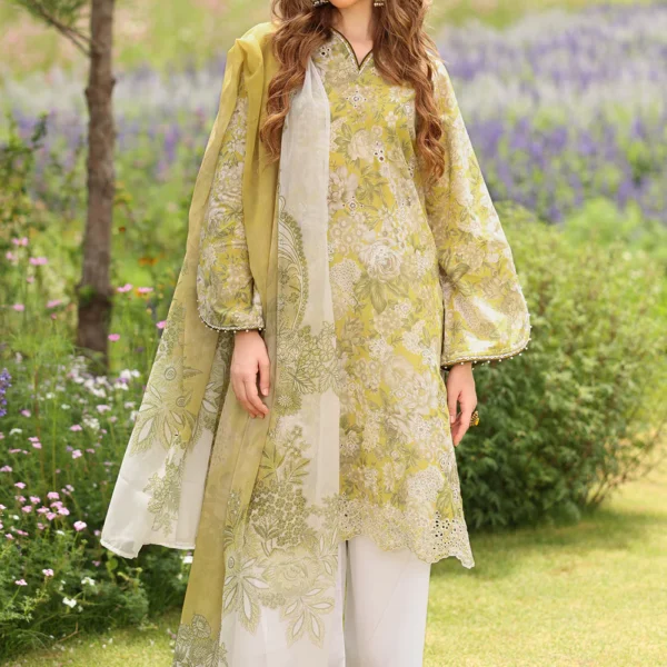 3 Piece - Unstitched Printed Lawn Shirt With Printed Lawn Dupatta
