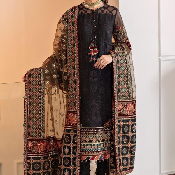 BQ-14 3pc Fully Heavy Embroided Lawn suit with Embroided Organza Dupatta