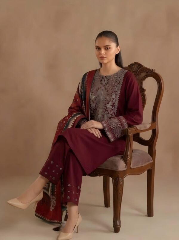 Unstitched Embroidered Lawn Suit 3pc With Digital Printed Dupatta