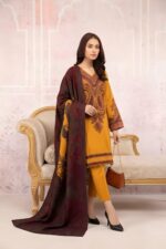 Unstitched Embroidered Lawn Suit 3pc With Digital Printed Dupatta