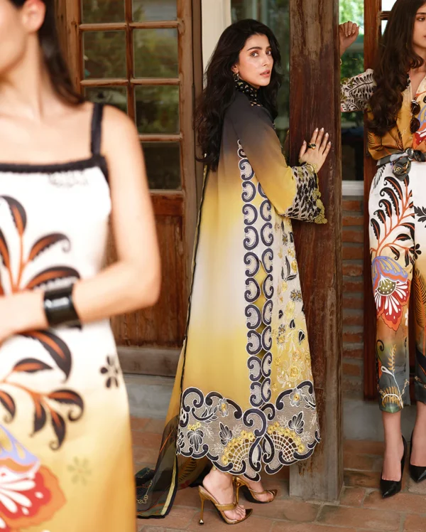 BQ-209 Lawn Unstitched Digital Printed Shirt With Patch With Printed Lawn Dupatta
