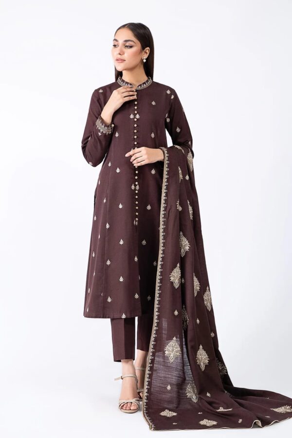 AA-10 3PC Unstitched Embroidered Lawn Suit With Lawn Embroidered Dupatta