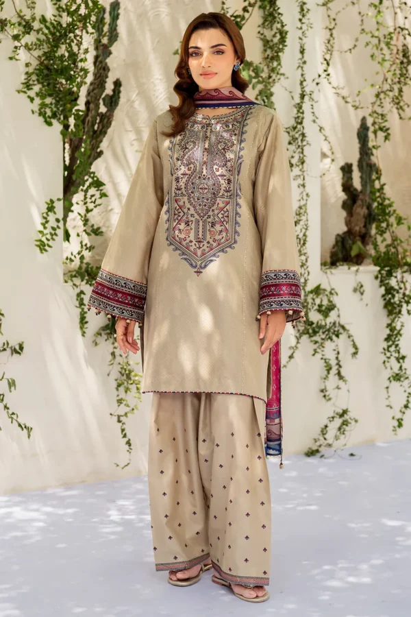 AA-21 Unstitched Fully Embroidered Lawn Suit With Slub Cotton Printed Dupatta